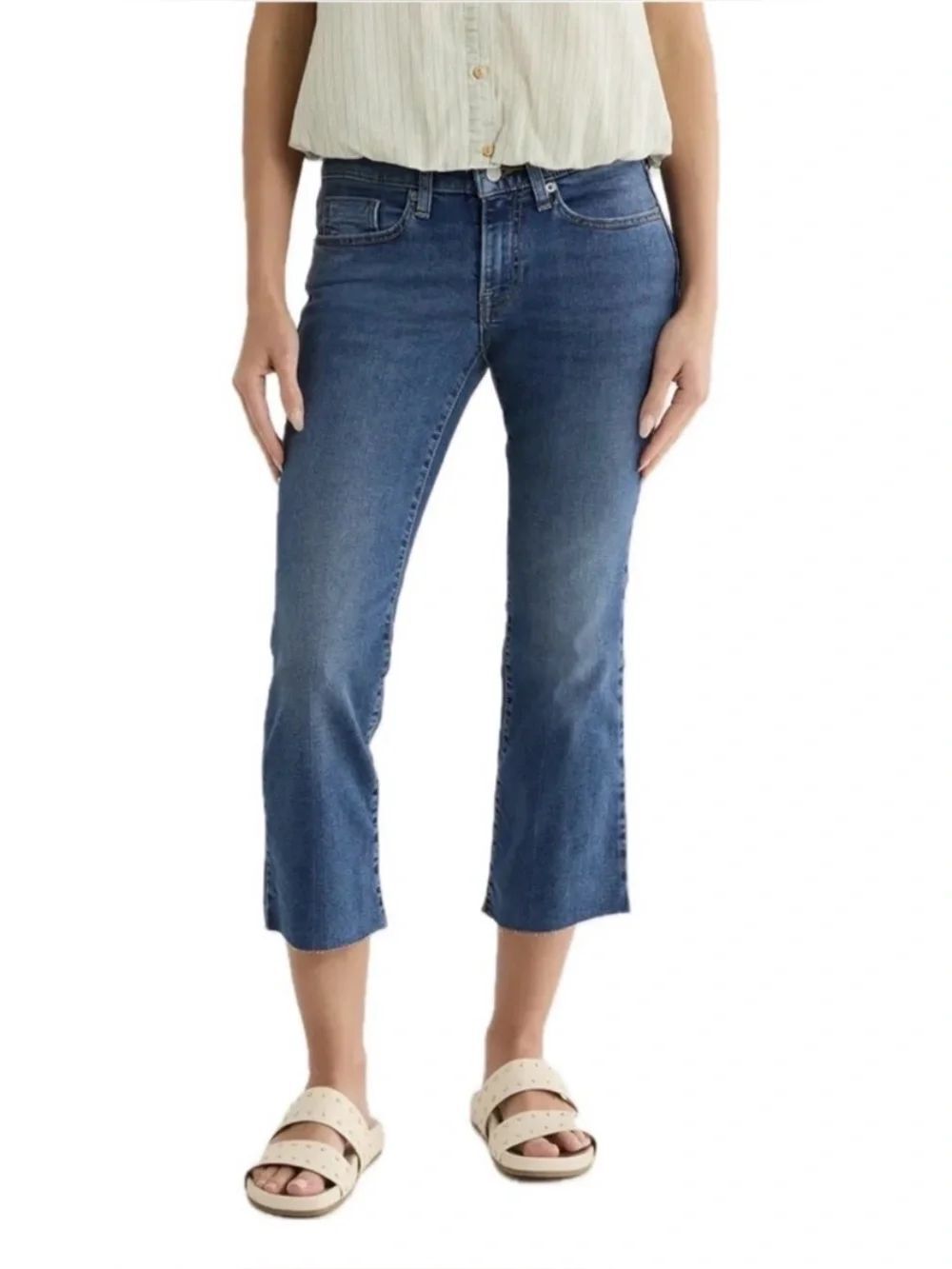 Lucky Brand Sweet Mid Rise Kick Crop Medium Wash Cotton Denim Jeans NEW